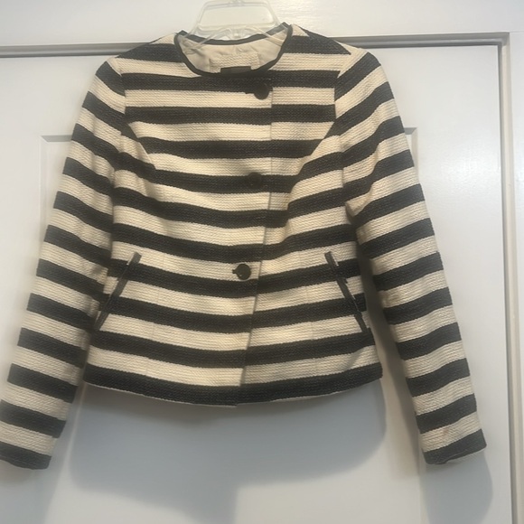 The Limited Jackets & Blazers - The Limited navy and off white striped tweed style jacket  size XS.